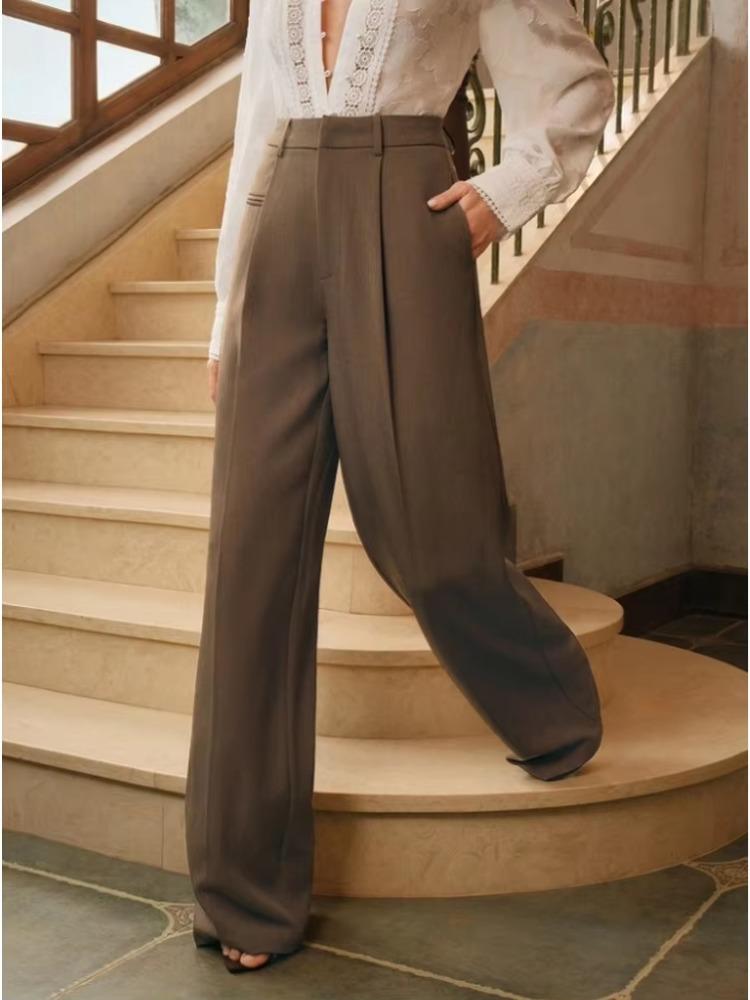 2026 New Fashion Loose Women Long Pants Autumn and Winter New Straight Mopping Drape Suit Pants Casual Commuter High Waisted Trousers
