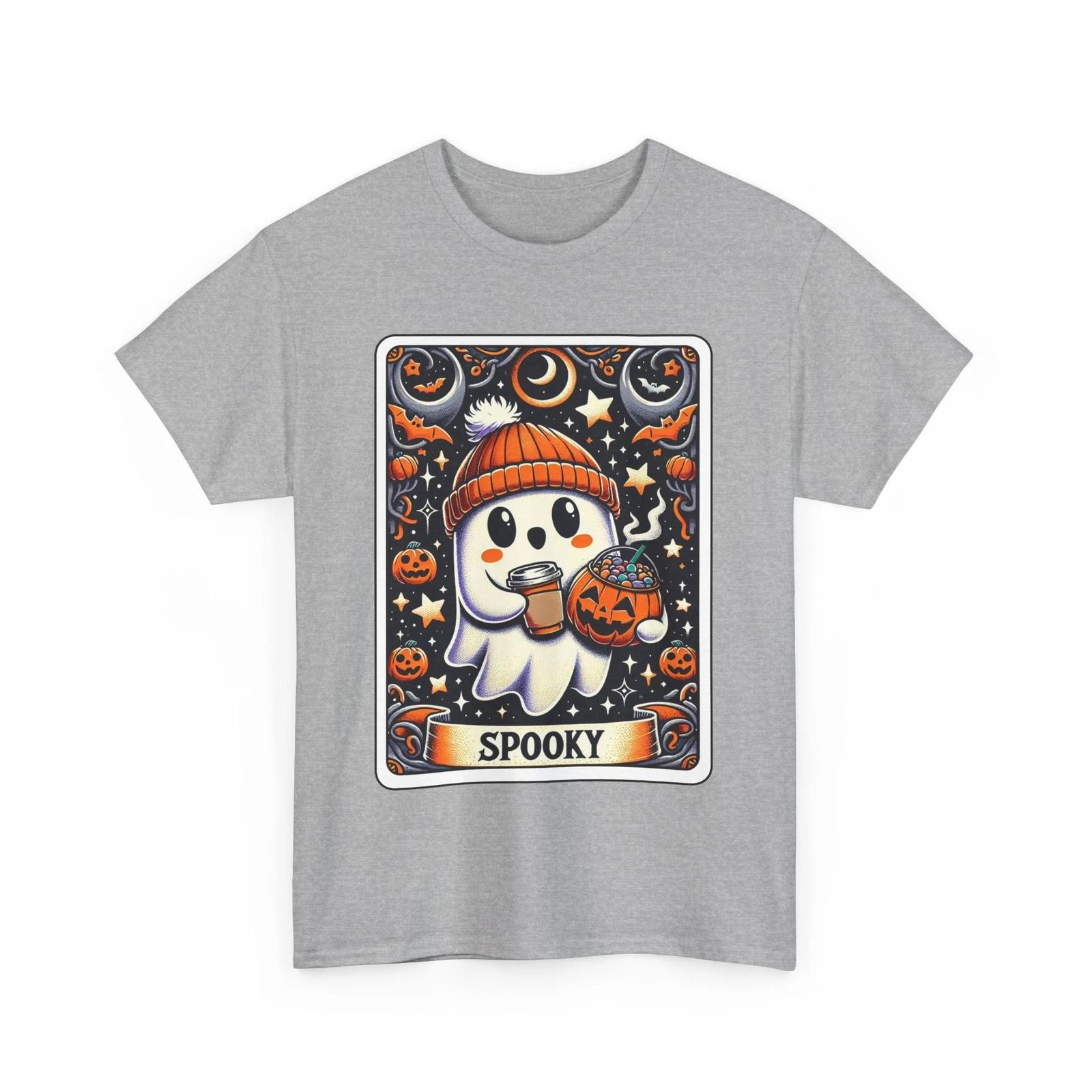 Ghost Emoji T-Shirt | Funny Spooky Tee | Cool Halloween Ghost Graphic Shirt L
