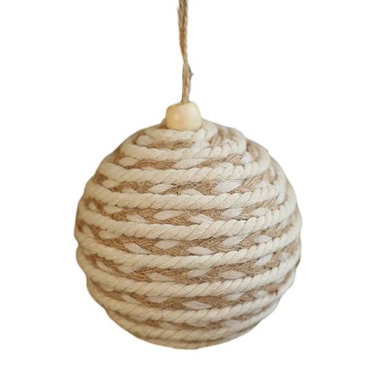 Christmas Ball Ornament Linen Design Rustic Distressed Hanging Ball Xmas Tree Decor Farmhouse Ornament