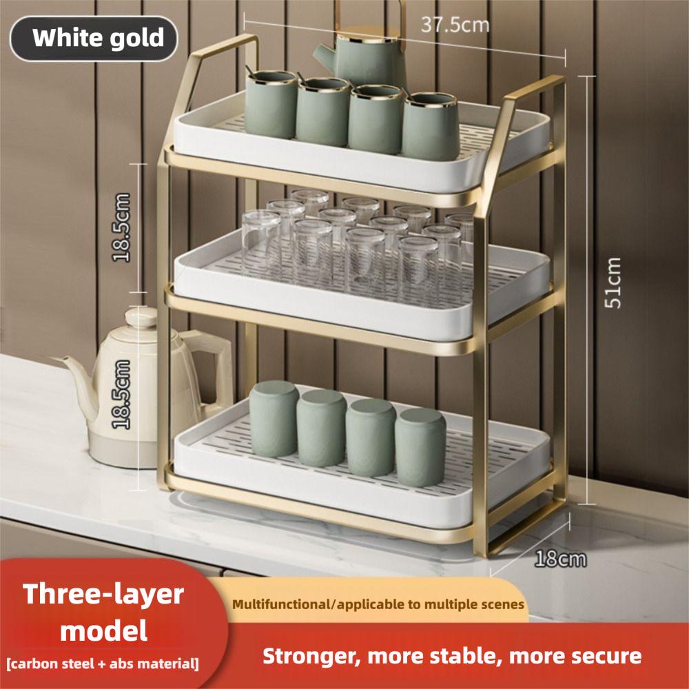 With Drip Tray Countertop Storage Rack Plastic + Carbon Steel Wine Glasses Holder  Bathroom