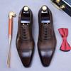 Fashion Elegant Genuine Leather Oxford Shoes Top Layer Cowhide Triple Joint Stylish Lace Up Men Dress Wedding Shoes