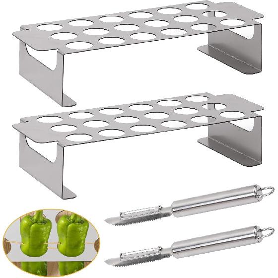 Jalapeno Popper Holder for Grill with Jalapeno Corer Tool,For Use In Chili Roaster and Ovens,Perfect for Cooking Chili, Chicken Legs, Wings, or