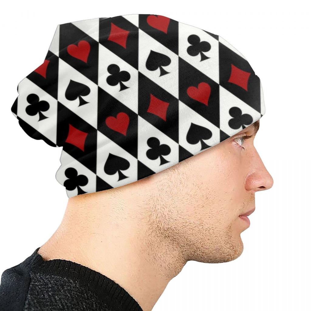 Cool Poker Bonnet Hats Hip Hop Knit Hats For Unisex Women Autumn Winter Warm Gambling Card Game Skullies Beanies Caps