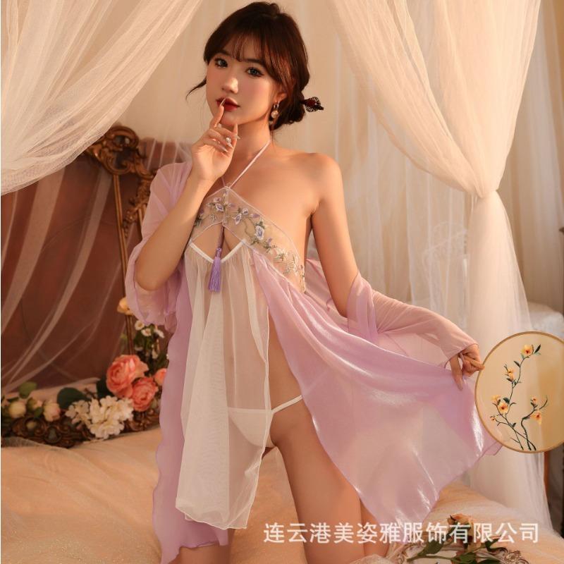 Sexy Underwear Retro Perspective Ancient Style Embroidery Sexy Improvement Neck Wrap Chest Court Hanfu Qqny Women