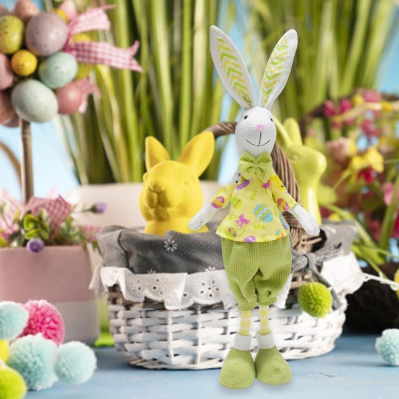 Easters Decoration Gnomes with Long Leg Standing Bunnys Figurines for Any Occasion