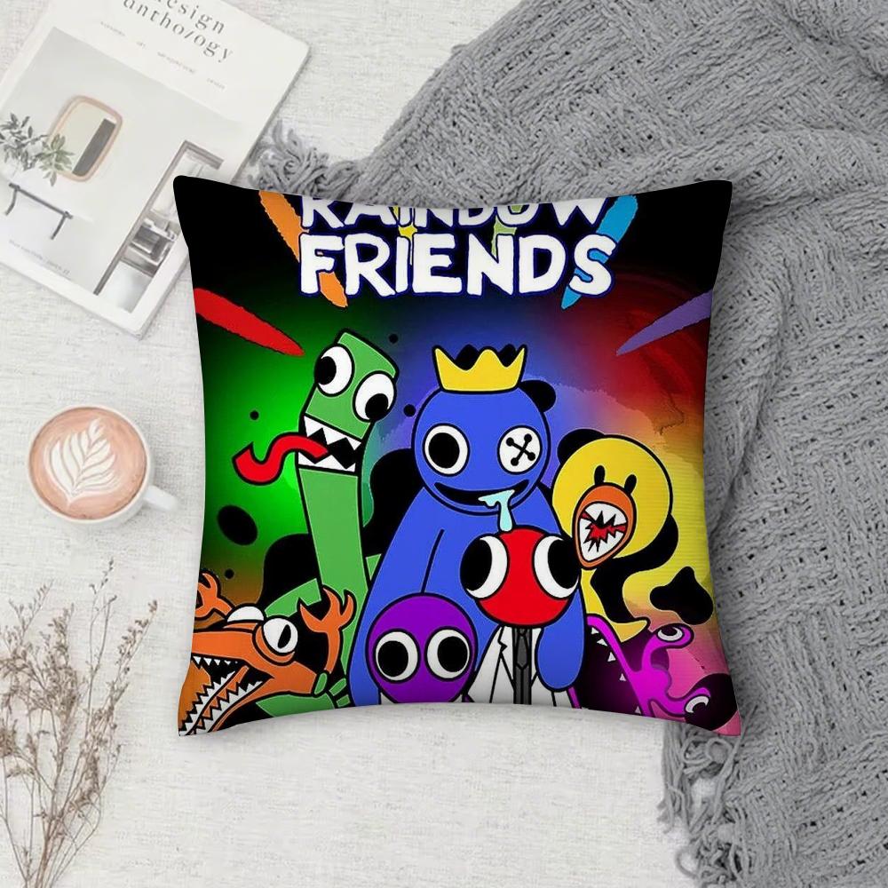 Game R-Rainbow F-Friend Pillow Case Square Double-Sided Printing Short Plush Sofa Cushion Cover Pillow