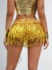 Sequined Tassel Latin Dance Skirt for Women – Stage and Bar Performance Costume Shorts
