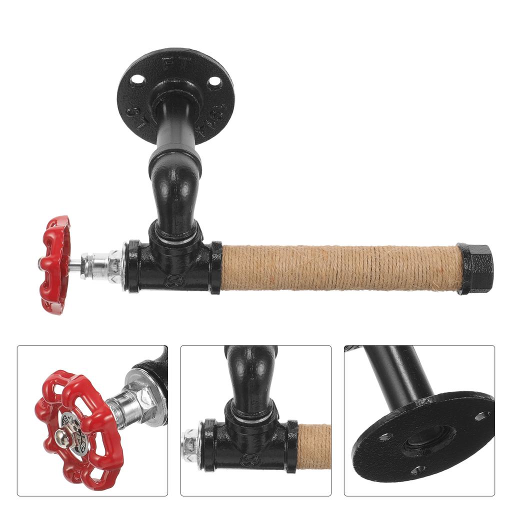 Iron Pipe Wall Bracket -mounted Paper Towel Countertop Holder Tubular for Bathroom Vintage Kitchen Dispenser Towel Hanger