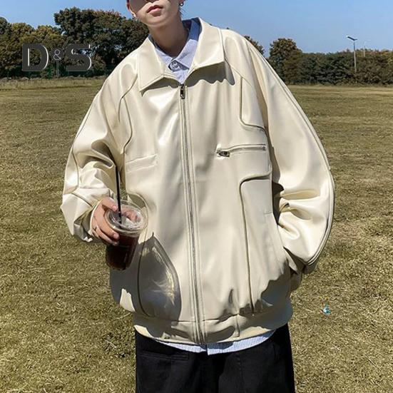 Pánská bunda Klopa s dlouhým rukávem Bunda z umělé kůže s více kapsami Zapínání na zip Vodotěsný, větruodolný teplý kabát