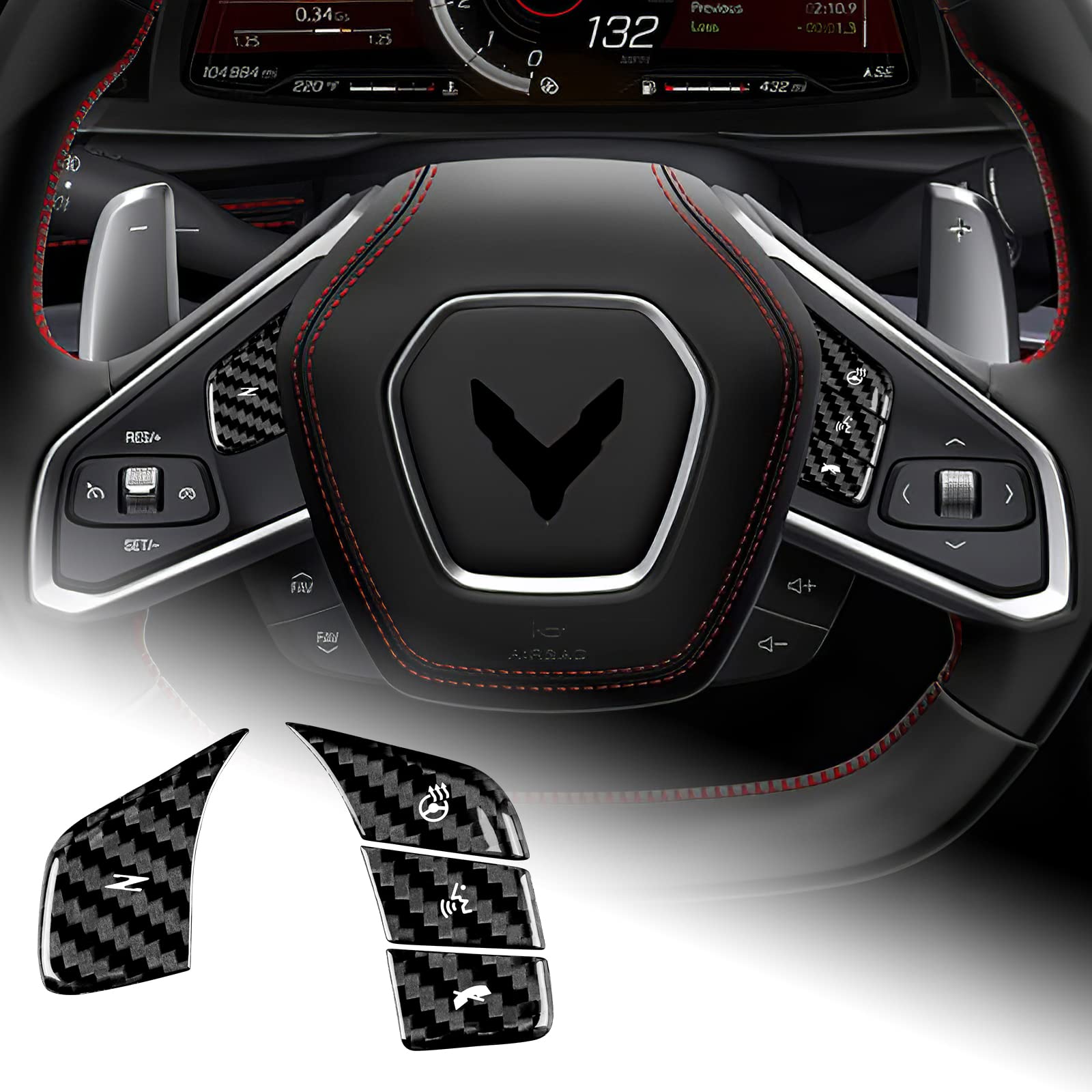 

AIRSPEED Corvette C8 2020 2021 2022 Настоящее Жесткое Углеродное Волокно Руль Автомобиля Кнопка Голосового Управления Стильная Кастомная Кнопка Руля Corvette C8