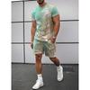 Men's Outdoor Leisure Sports 3D Printed Round Neck Short Sleeved T-shirt and Shorts Set Trendy and Fashionable Men's T-shirt