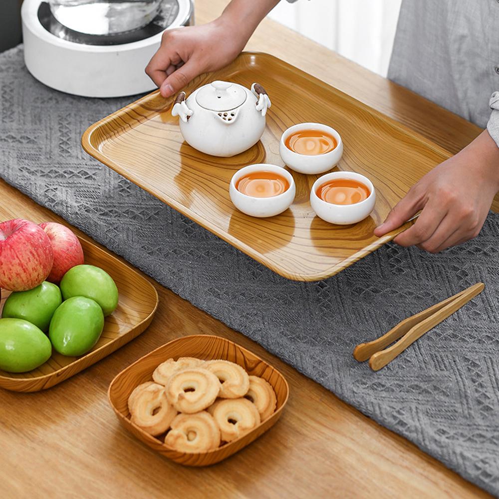Snack Plate Durable Wood Serving Kitchen Square Plate Fruit Dessert Cake Snack Candy Kitchen Accessories Wooden Bowl Snack Plate