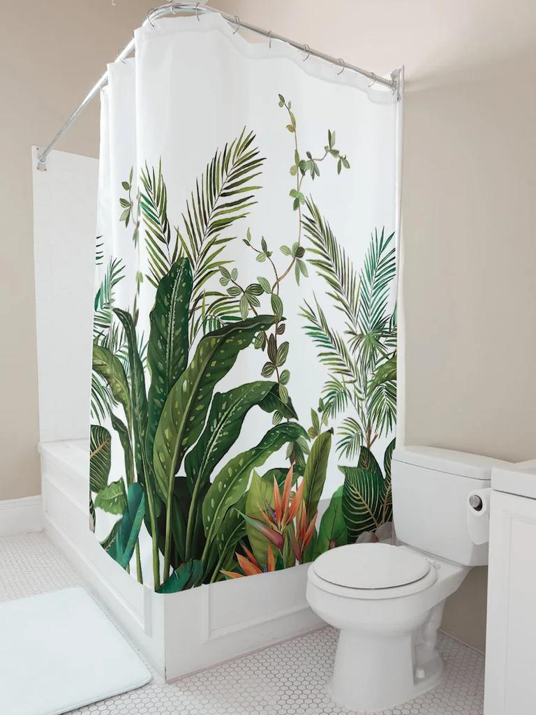 GAETropical Plant Shower Curtain for Bathroom - Waterproof and Durable with Rust-Proof Hook Suitable for Wet and Dry Separatio