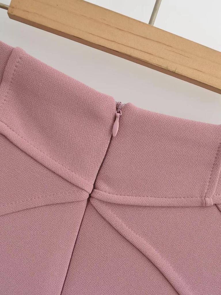 Koreanischer Midi-Rock mit hoher Taille: 3D-Patchwork, Hüftbetont, Herbst/Winter-Stil