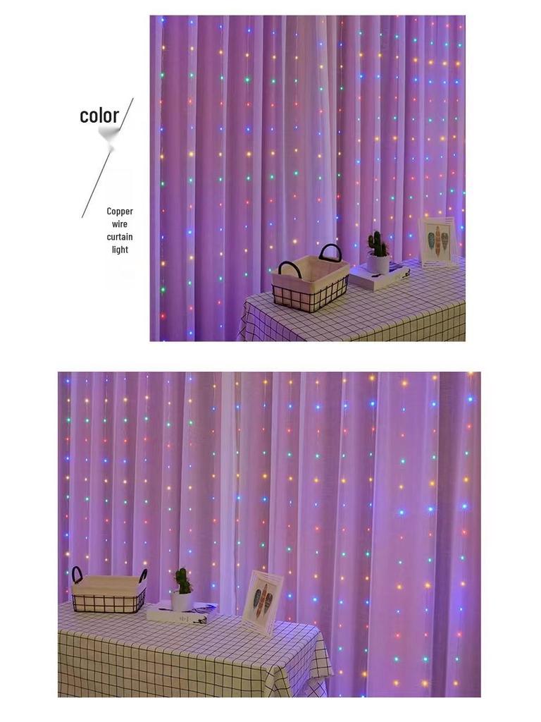 USB Fernbedienung 3x3 Kupferdraht 300 LED Vorhang Lichterkette - Eiszapfenlichter für Weihnachten, Hochzeiten, Feiertage, Märchenhafte Dekoration.
