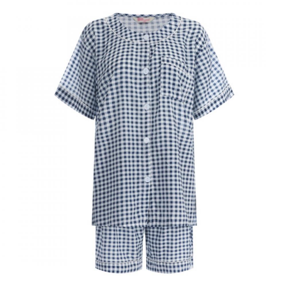 Shop   Women Check Big Size Easy Wear homeWear Pajama Set Check Navy Hw wSet 119