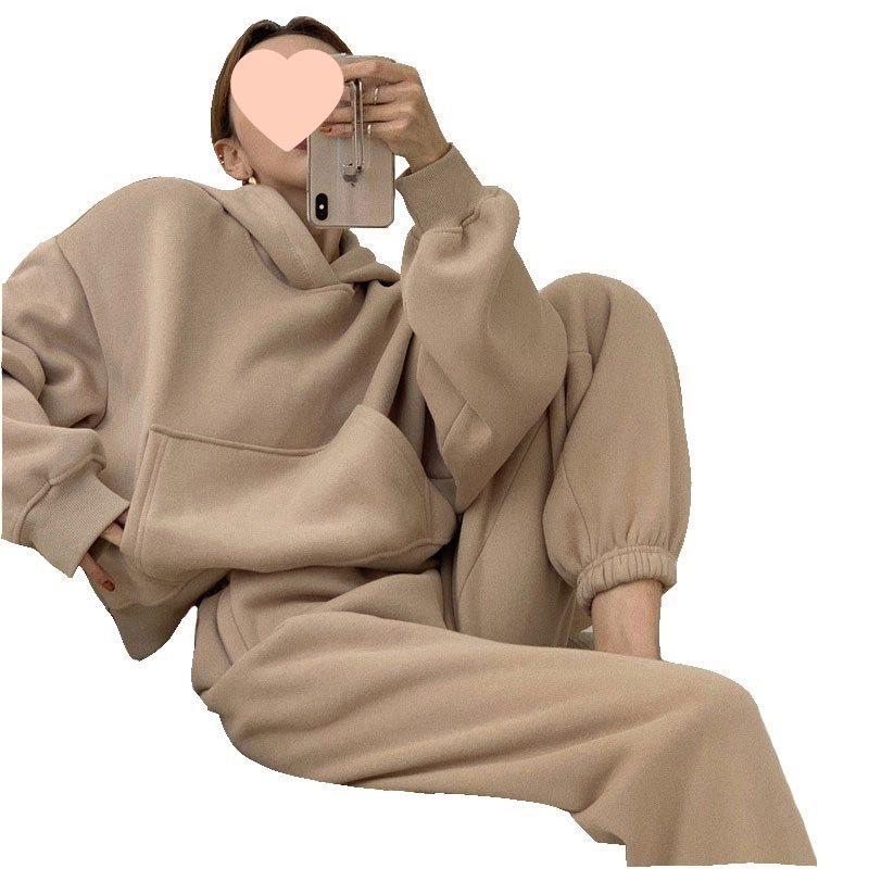 2025 Women's Casual Fleece Lined Sweatshirt & Joggers Two-Piece Set