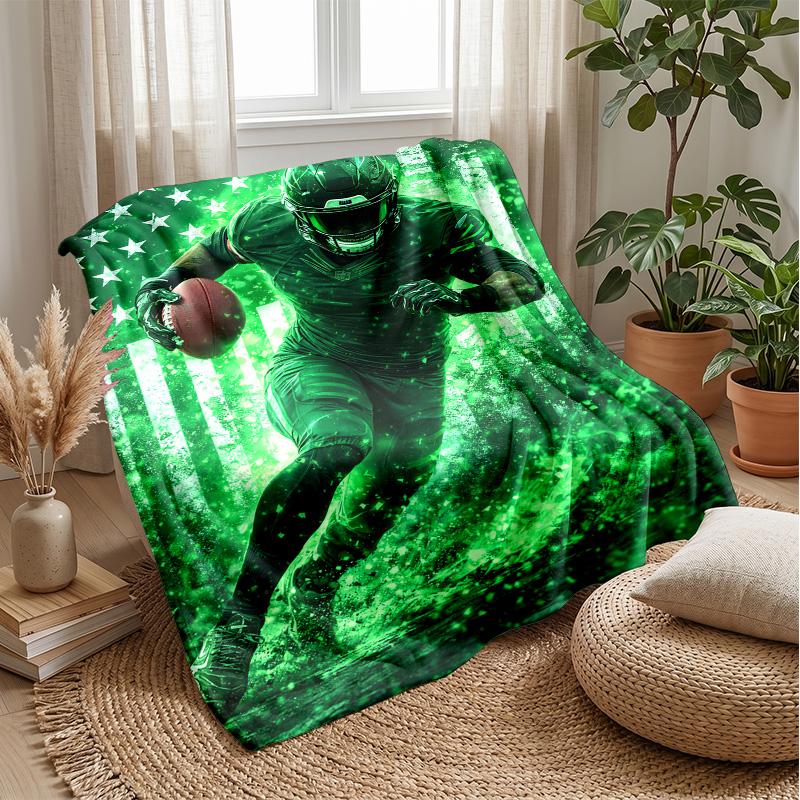 American Football Helmet blanket Personalized Name Flannel Blanket Soft Cozy Plush Throw for Sofa Bed Lightweight Home Decor