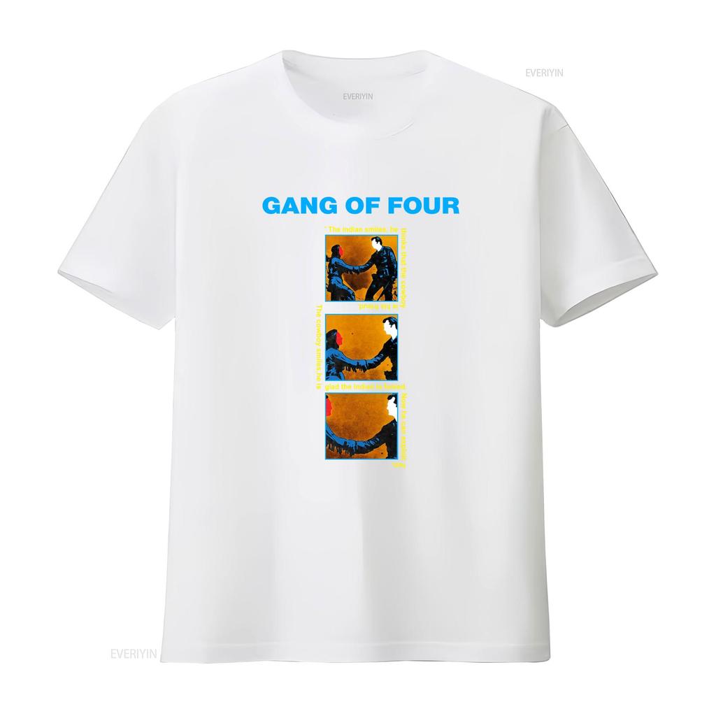 NEW POPULAR Gang of Four Entertainment English Music Logo T Shirt S 4XL with Comic Strip Print Vintage Washed Versatile