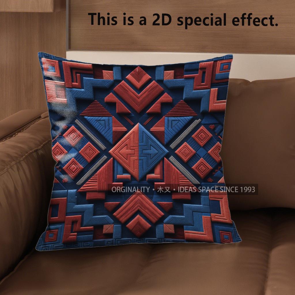 2D Bohemian Geometric Ethnic Throw Pillow Covers Pattern Cushion Cover Suitable For Sofa Bedroom Car Pillow Cover