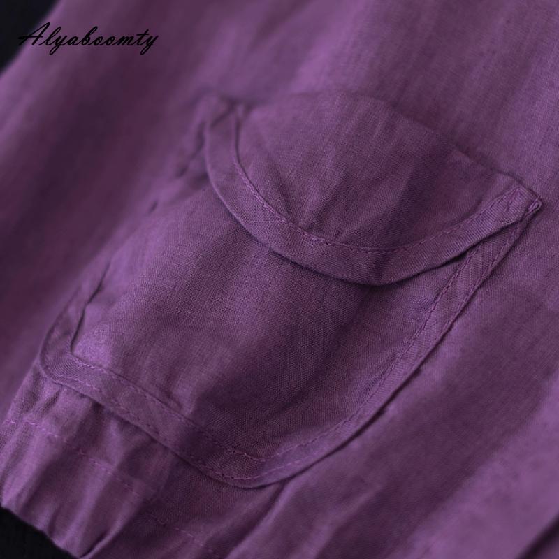 Korean Fashion Summer Women Oversized Cardigan Hooded Coffee Purple Cotton Linen Casual Loose Blouse Plus Size Vintage Ladies Thin Coat