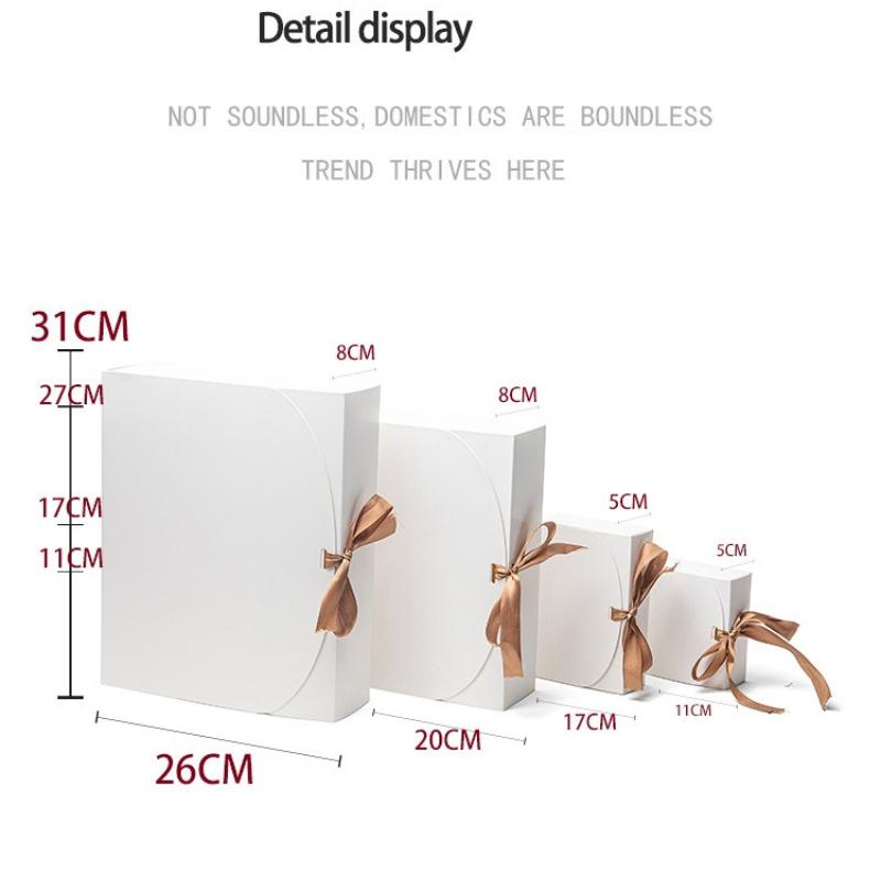 Black Folding Gift Present with Lid Luxurious Red Ribbon Cardboard Gift Boxes Wedding Graduation Gift Anniversary Birthday Souvenir Packaging Box