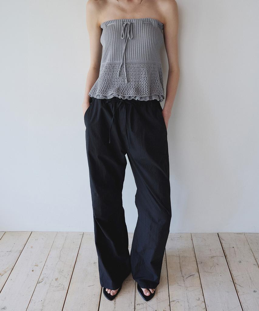 Ieoning Easy String Cotton Pants, Black