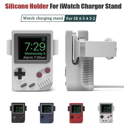 Suporte de Silicone Para Carregador iWatch Suporte Para Apple Watch 8 7 6 5 4 3 SE 45MM Dock de Carregamento Design de Console de Jogo Retrô para Desktop