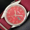 JAPAN VINTAGE SEIKO 5 AUTOMATIC 7009A MENS ARABIC RED COLOR DIAL WATCH A702673-1 R209-a702673