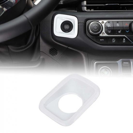 Console Engine One-Click Start Button Cover For Jeep Wrangler JL JT 2024+ White