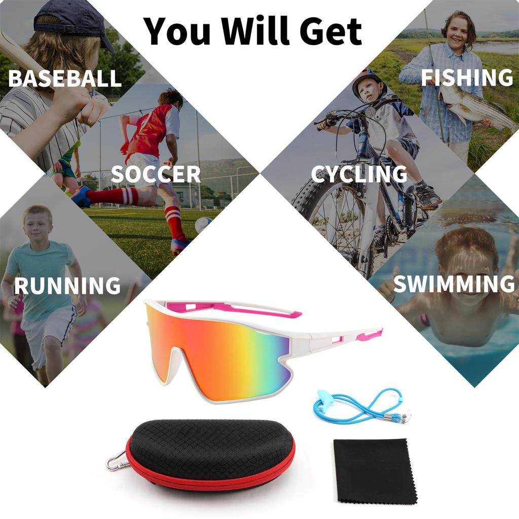 Karsaer Sports Sunglasses with UV400 Perfect for and for Boys and Girls Kids' Sunglasses, Unisex, Youth, Children's Protection, Baseball, Tennis,