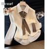 Women's Lapel Long Sleeve Shirt & Vest Two-Piece Set