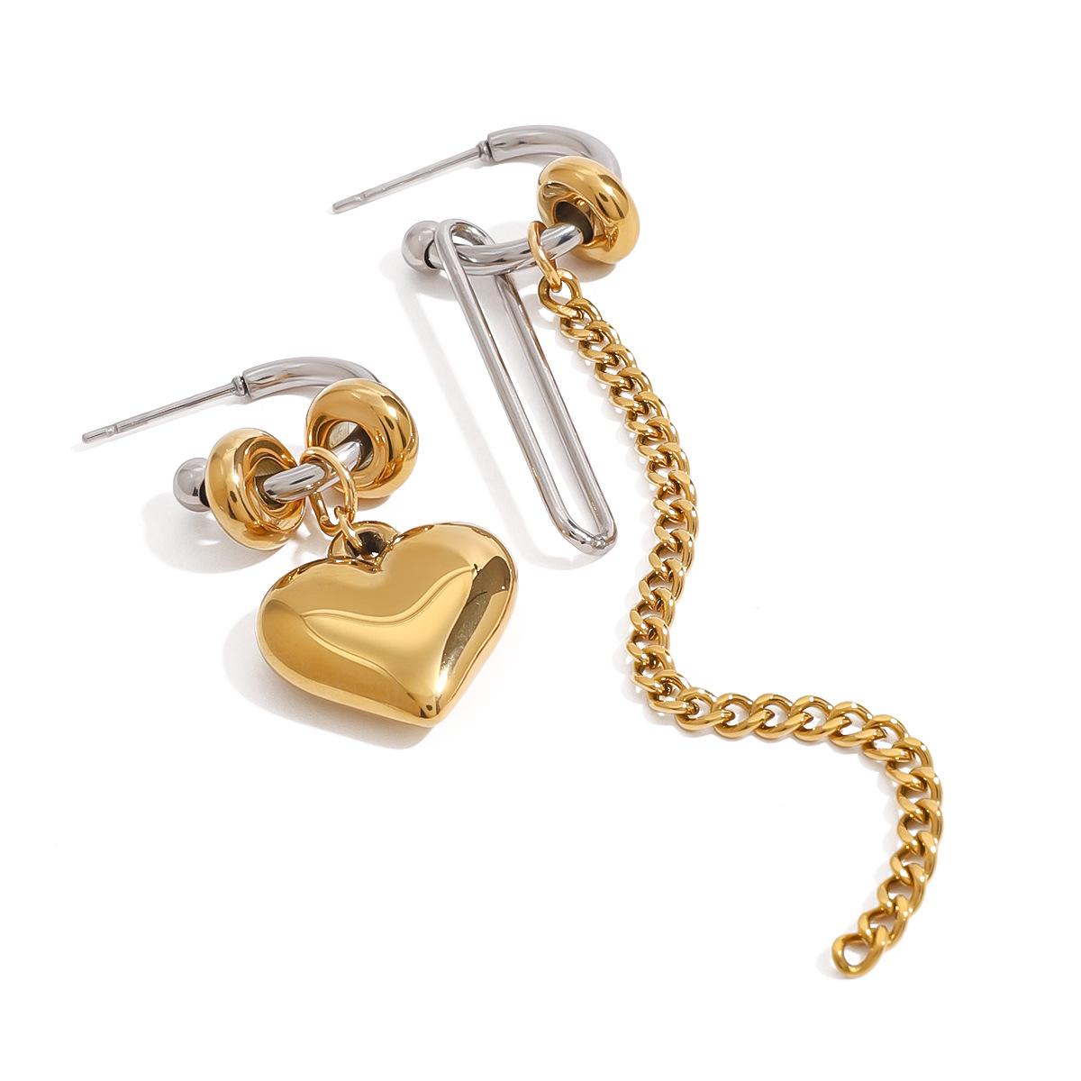 

Yori Golden Heart Love Stud Earrings Tassel Drop for Women Fashion Statement Jewelry Waterproof Party Gift золотистый