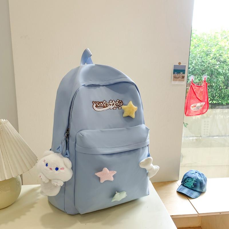 Small fresh schoolbag female cute solid color girl backpack campus girl sweet style primary and secondary school student schoolbag