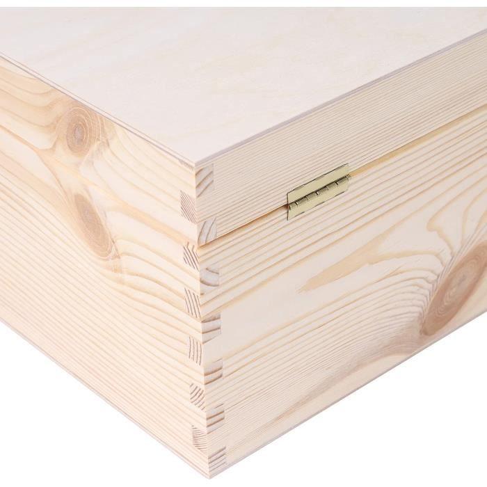 Boîte de Rangement - Creative Deco - Non Peinte - Bois - 29x25x14 cm - Fermoir