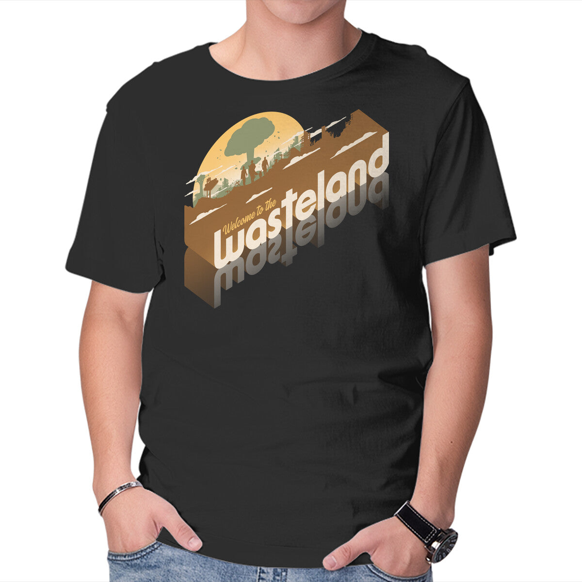 Unisex Crew Neck T-Shirt Sunset Wasteland Graphic Short Sleeve Casual Tee M