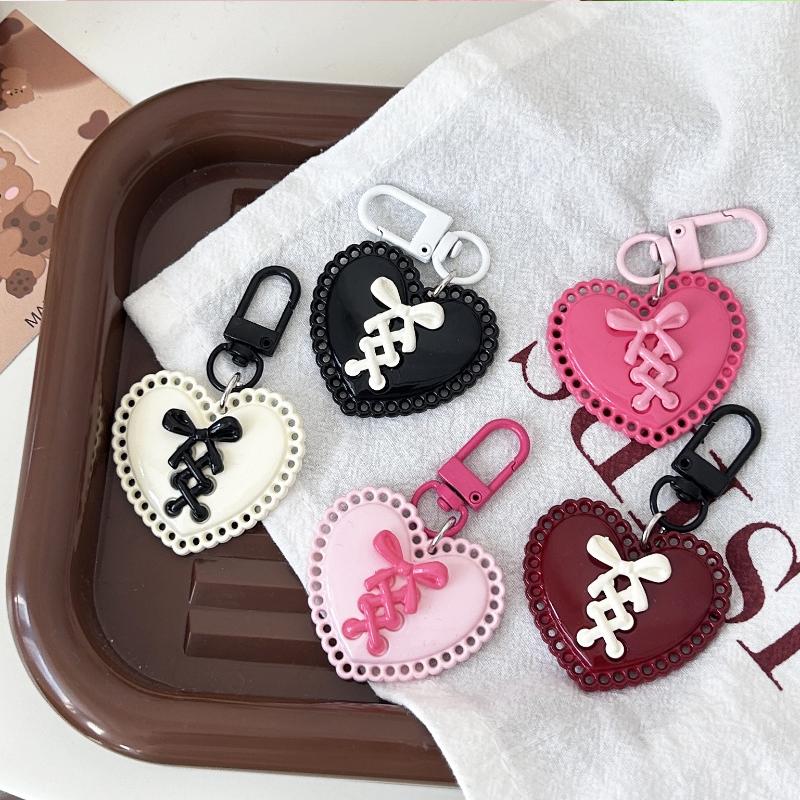 1PC Keychain Initial Pendant For Bags Backpacks Key Accessory Bowknot Creative Plastic Portable Heart Gift Colourful Lightweight