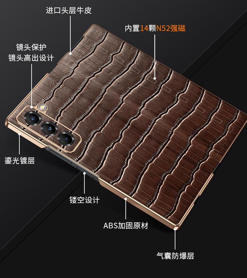 For Samsung Z Fold 7 Phone Case Magnetic Flip Cover Crocodile Pattern Protective Case Compatible with Samsung Z Fold 6 5 4
