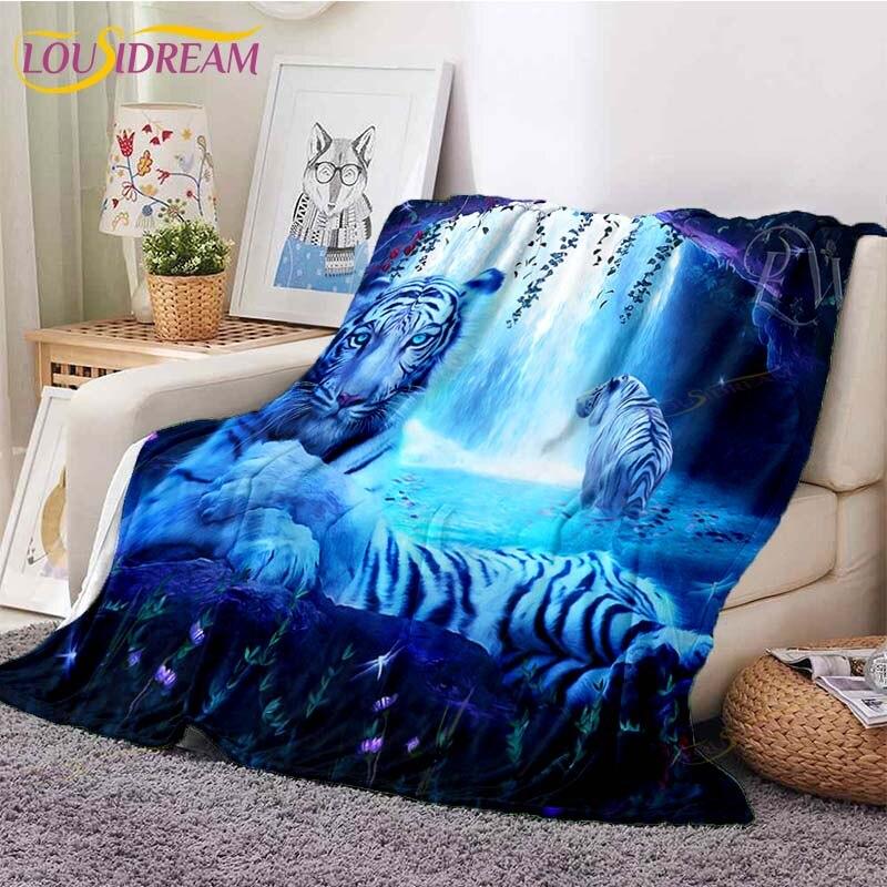 

3D одеяло с тигром, супер мягкое на весну и осень, современное линейное художественное одеяло из шерпа, покрывало для путешествий, Прямая поставка 150x200cm