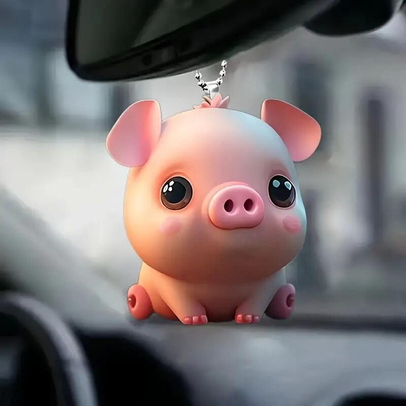 Pig Acrylic Endearing Car Accessory Keychain Ideal For Interior Decoration And Gifts