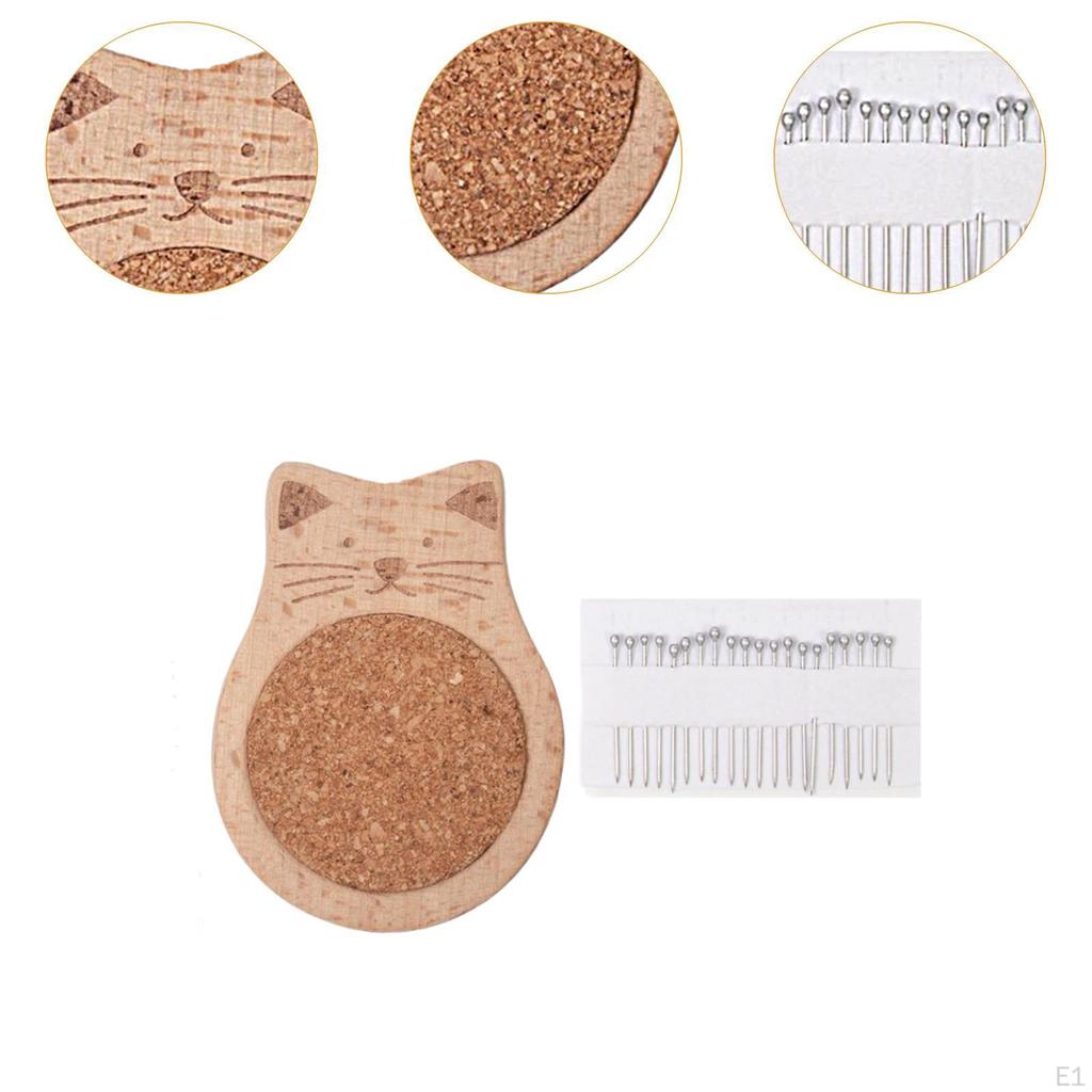 Pin Cushion Needle Organizer Wooden Crafting Supplies Lightweight Holder Pad for