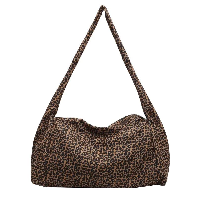 

Нейлоновая сумка на молнии с леопардовым принтом, модная популярная сумка через плечо, мягкая, простая, многофункциональная сумка коричневый