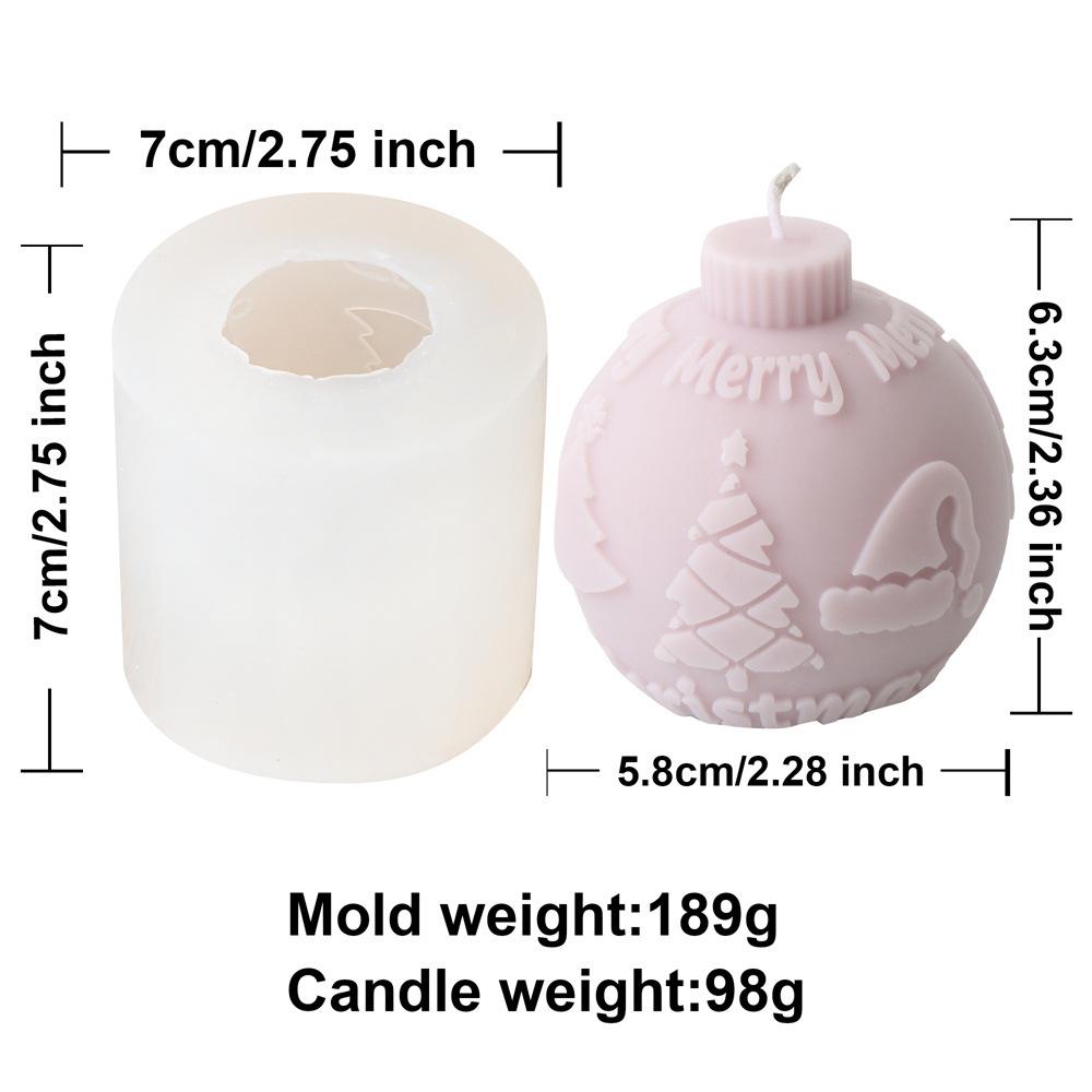 3D Relief Snowflake Ball Candle Silicone Molds Geometric Stripe Spherical Aromath Plaster Soap Resin Mold Christmas Decor Gifts