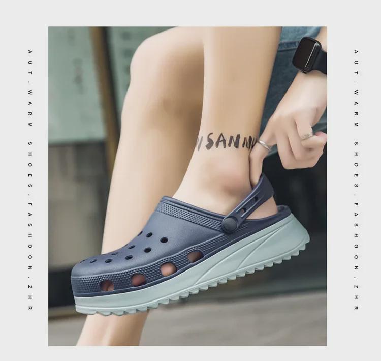 Męskie transgraniczne antypoślizgowe sandały z zakrytymi palcami z grubą miękką podeszwą na lato do użytku na zewnątrz i na plaży.