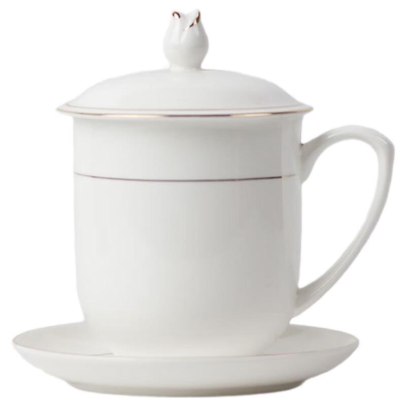 Xiaoyueya Gold-Rimmed Ceramic Tea & Office Cup