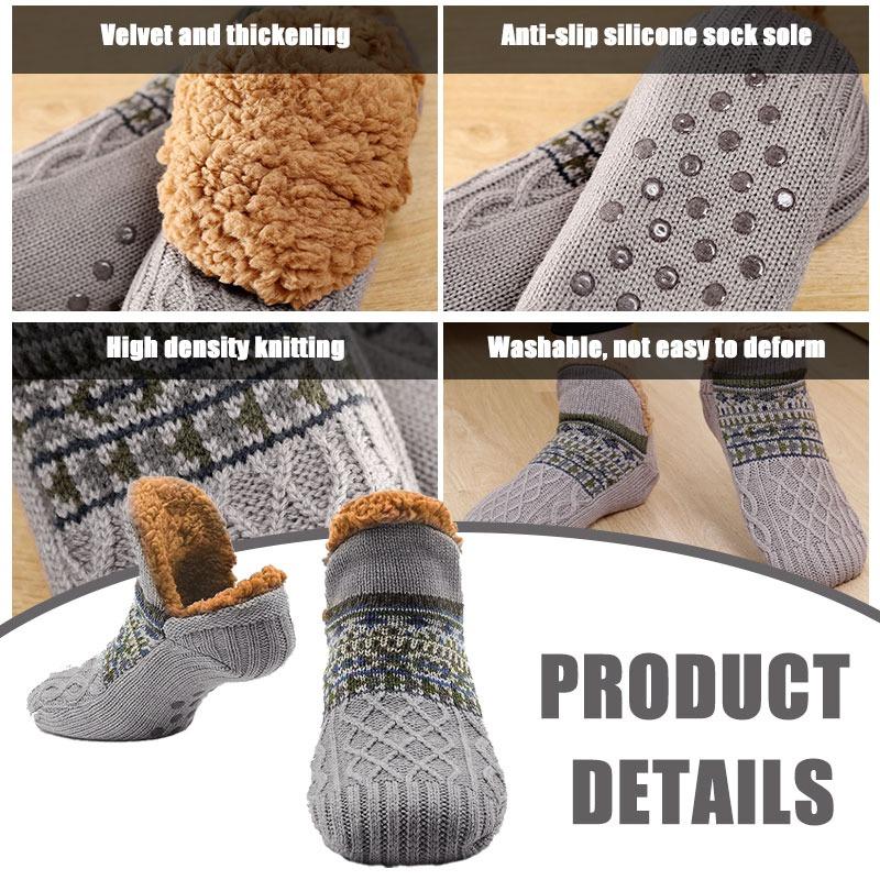 Indoor Winter Floor Socks Women Men Slippers Socks Home Bedroom Sleeping Socks Non-Slip Knitted Fleece Warm Carpet Couple Socks
