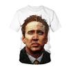 Maglietta Grafica Divertente con Faccia di Nicolas Cage per Uomo T-Shirt 3D Stampa Divertente T-Shirt Moda Streetwear Top Magliette Estive