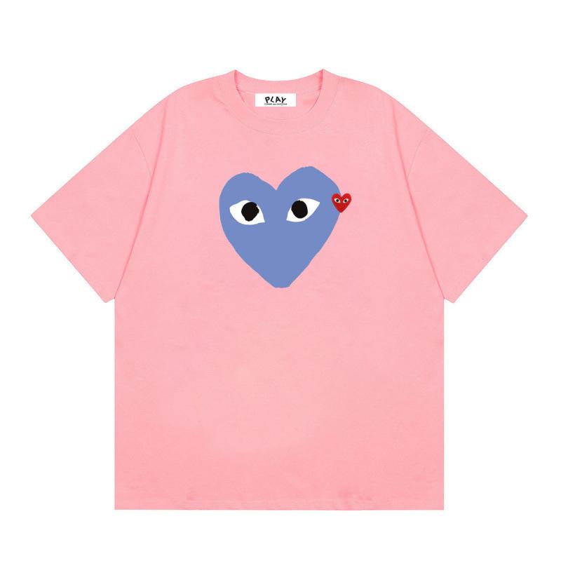 Japanese trendy brand heart-print short-sleeve T-shirt, unisex loose couple's summer casual daily versatile top