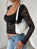 Women y2k Sexy Wind Slim Hollow Long Sleeve Tie Lace Shirt Top