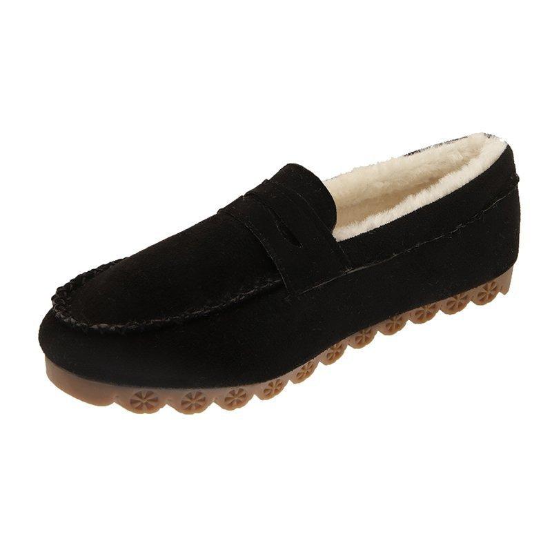 2024 Winter Women Shoes Non-Slip Bottom Warm Women Oxford Loafers Comfortable Flats Short Flock Sewing Casual Loafers
